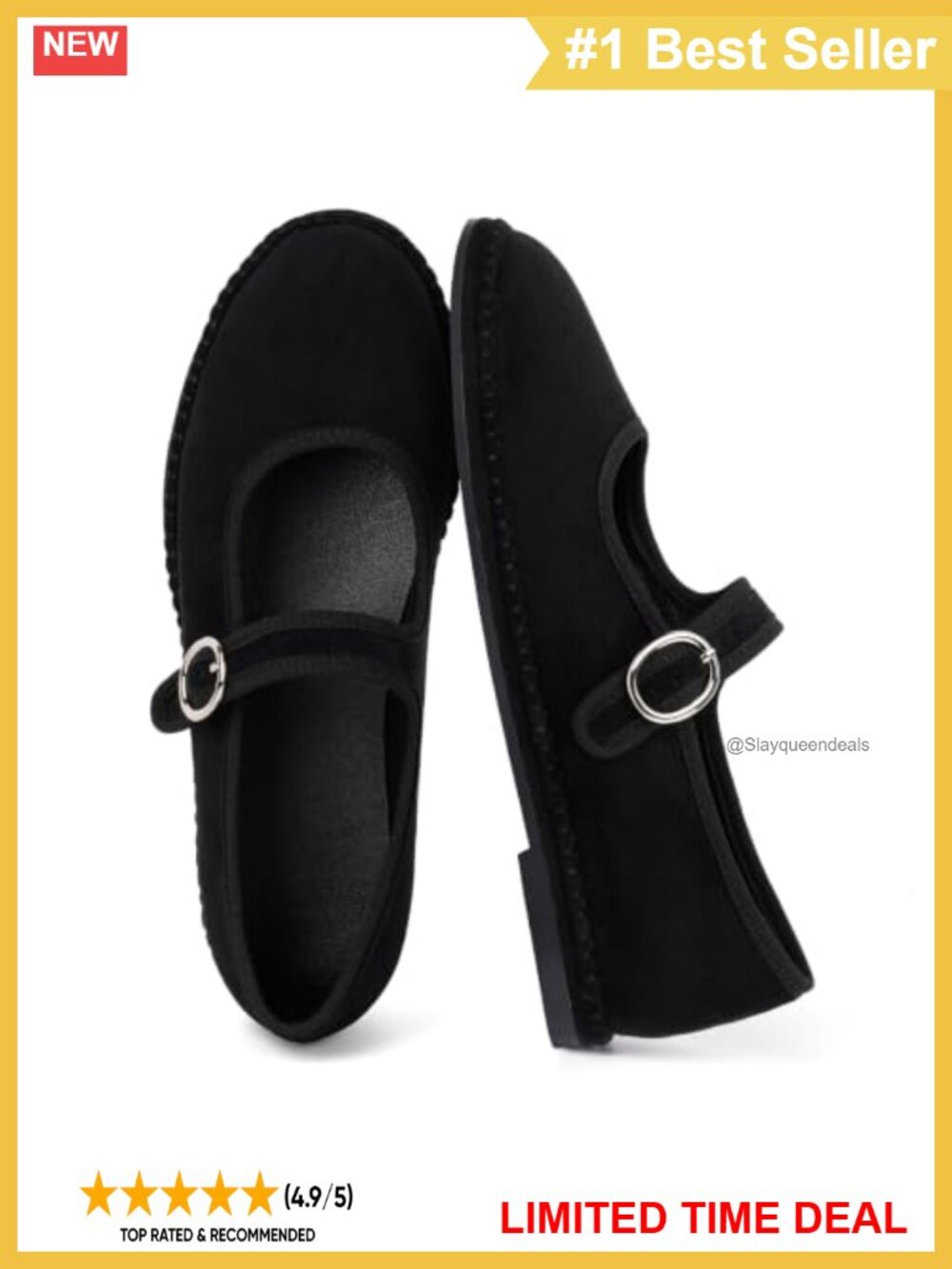 Mary Jane Ballet Flats Faux Suede Round Toe Casual Comfort